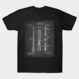 Pool Cue Patent - 9 Ball Art - Black Chalkboard T-Shirt